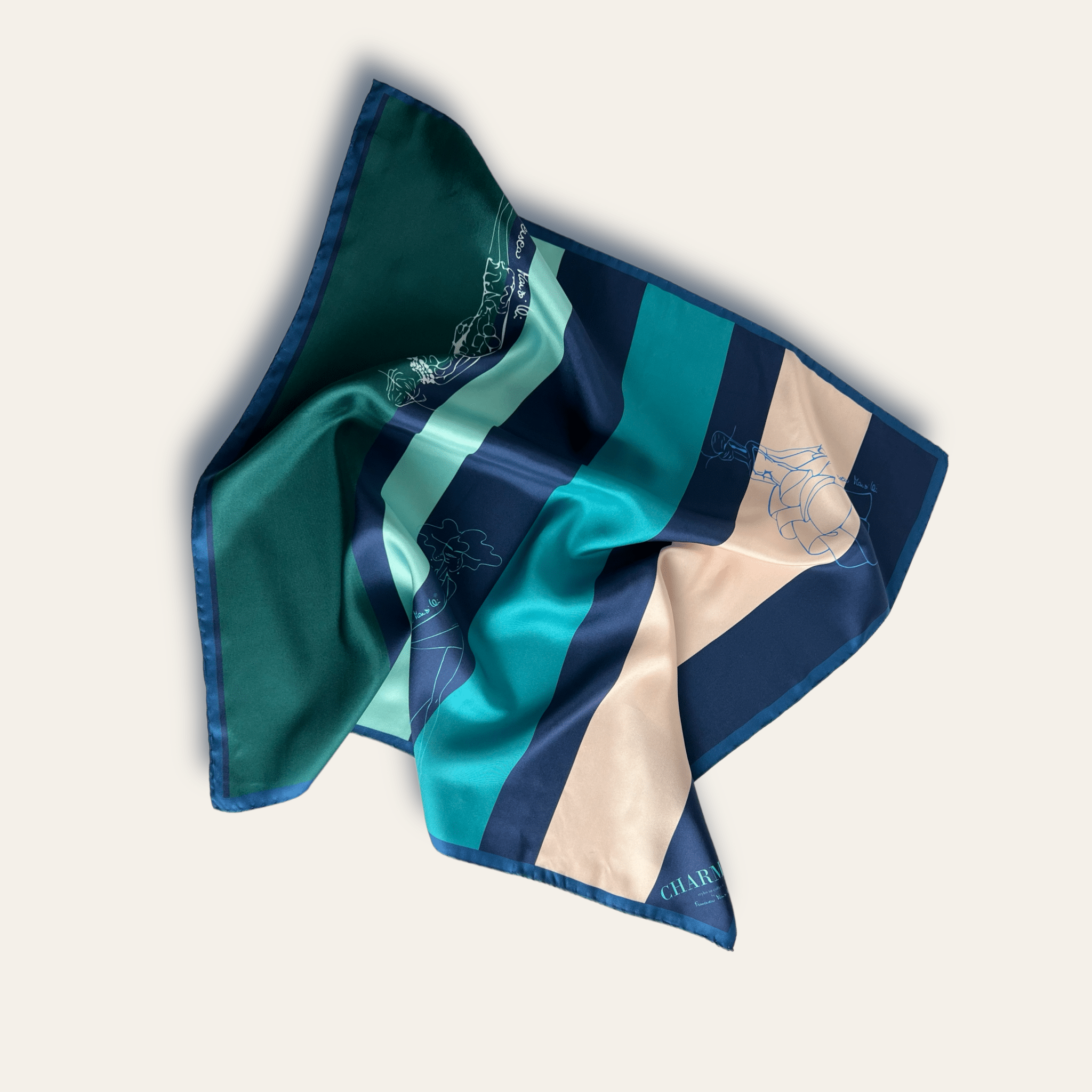 lenço em seda 65 x 65 "Stripes" - charmystyles