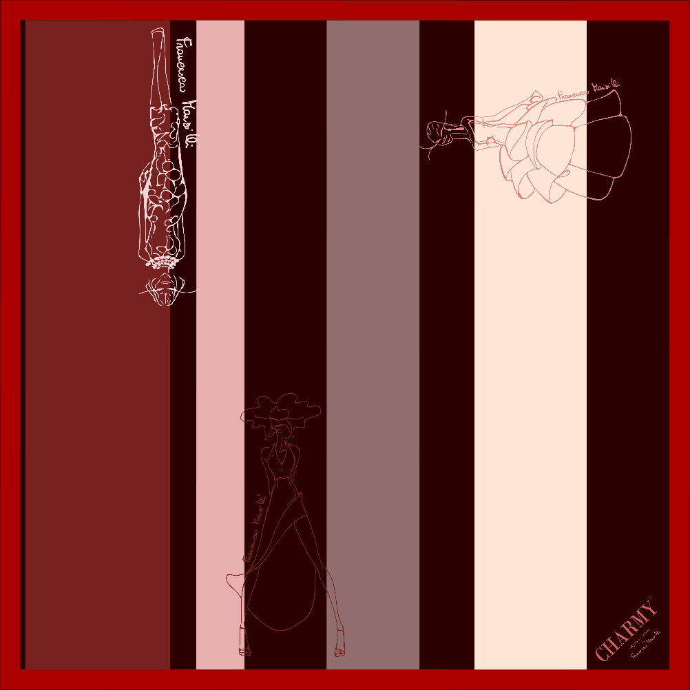 lenço em seda 65 x 65 "Stripes" - charmystyles